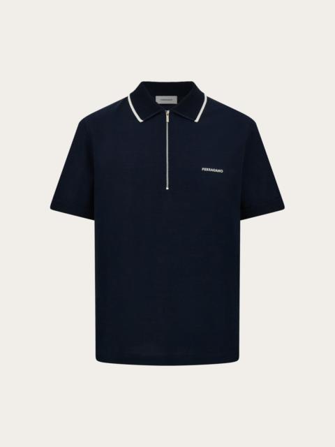 Cotton polo shirt with zip closure