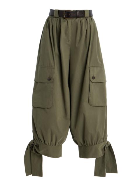Arianna Belted Cotton Cargo Capri Pants green