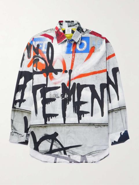 Oversized Printed Cotton-Poplin Shirt