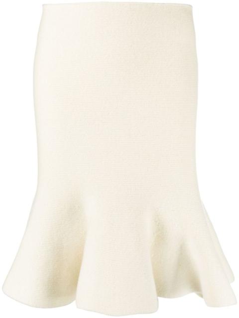 fluted cashmere-blend wool skirt