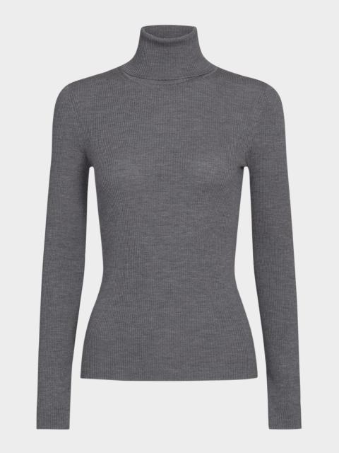 Rib-Knit Wool Turtleneck Sweater