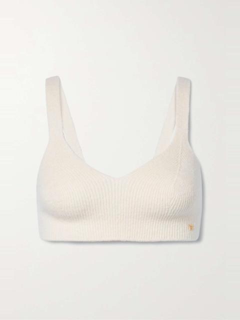 Ribbed cotton-blend bralette