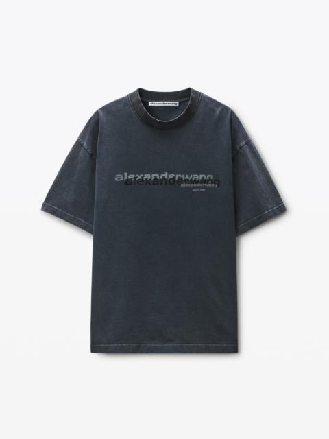 Black Cotton Oversized Logo Tee
