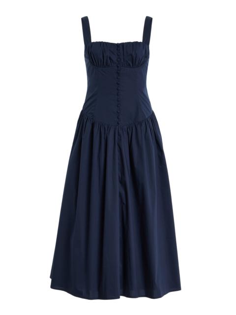 Emmett Corset Poplin Midi Dress navy
