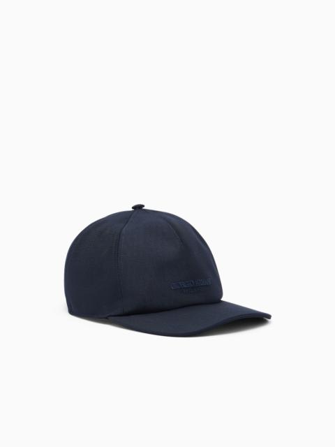 TECHNICAL FABRIC BASEBALL CAP WITH LEATHER LOGO