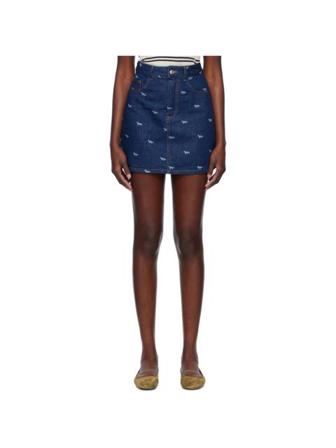 Blue Laser-Printed Denim Miniskirt