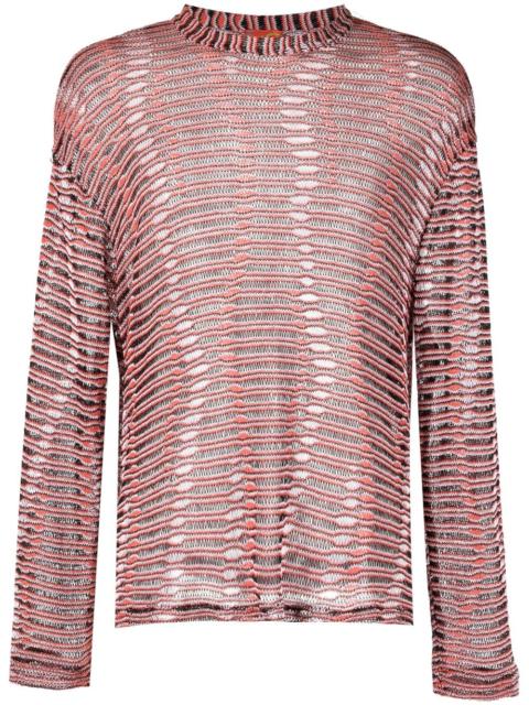 open-knit striped sweatshirt