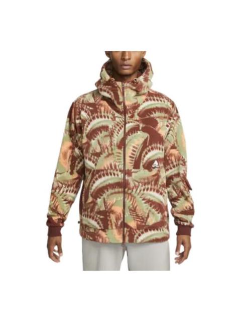 Nike printed hooded zipped jacket 'Brown' DQ6116-217