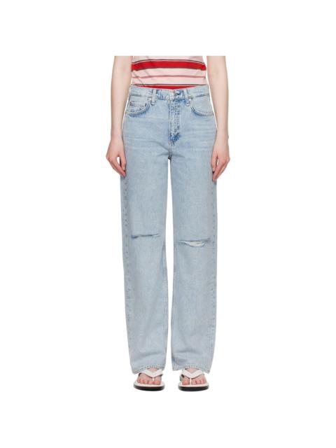 Blue Straight Shea Relaxed High Rise Jeans