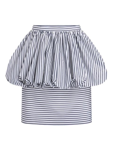 striped peplum mini fitted skirt