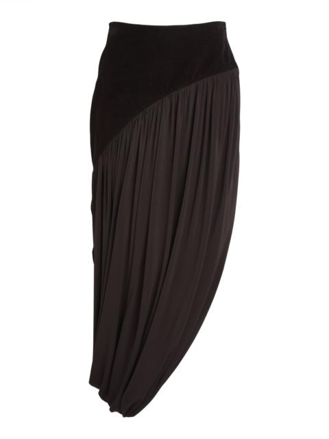 Asymmetric Cotton-Blend Midi Skirt brown