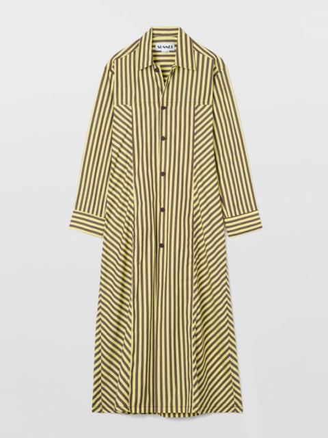 SHIRT DRESS / burnt aubergine & yellow stripes