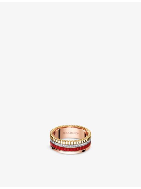 Quatre Red Edition 18ct rose-gold, yellow-gold, white-gold, ceramic and 0.24ct diamond ring