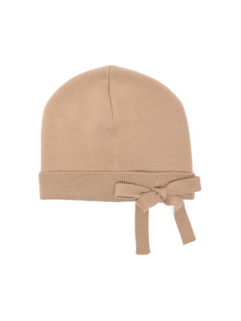 bow-embellished beanie hat