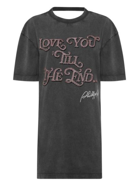 open-back embellished mini dress