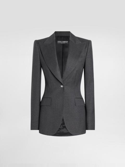Single-breasted woolen Turlington blazer