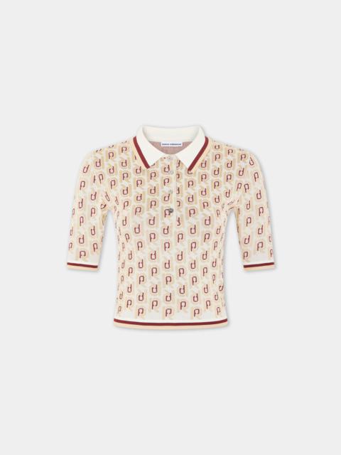 METALLIC JACQUARD-KNIT POLO SHIRT