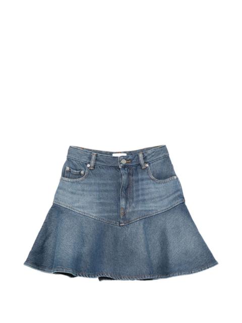 flared denim mini skirt