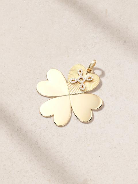 Four Heart Clover 18-karat Gold Diamond Pendant