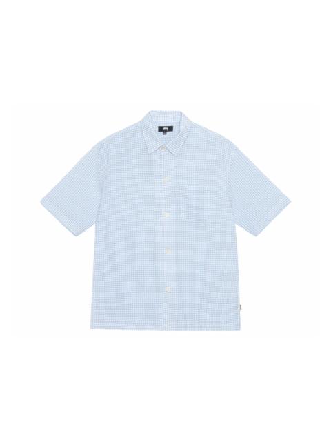 Stussy Boxy Flat Crinkled Hem Shirt Blue Check