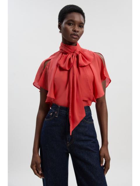 Pussy Bow Tie Woven Georgette Blouse