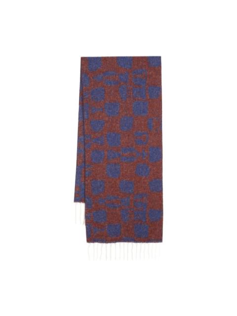 CHESS WOOL SCARF - BLUE ORANGE CHESS