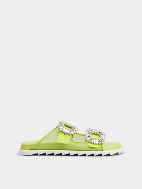 Slidy Viv' Strass Buckle Mules in Fabric