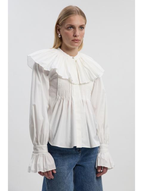 Petite Cotton Poplin Pleat Detail Woven Shirt