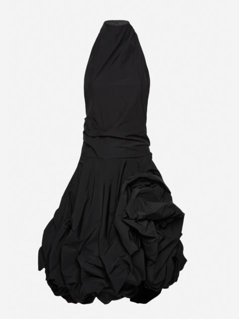High-neck dress with adjustable skirt in black