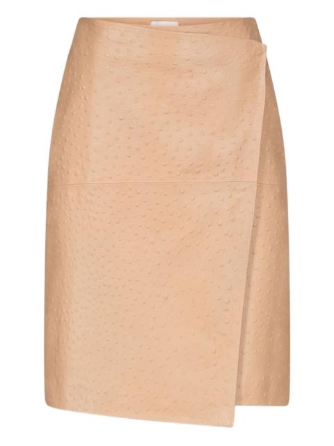 Gora ostrich-effect wrap midi skirt