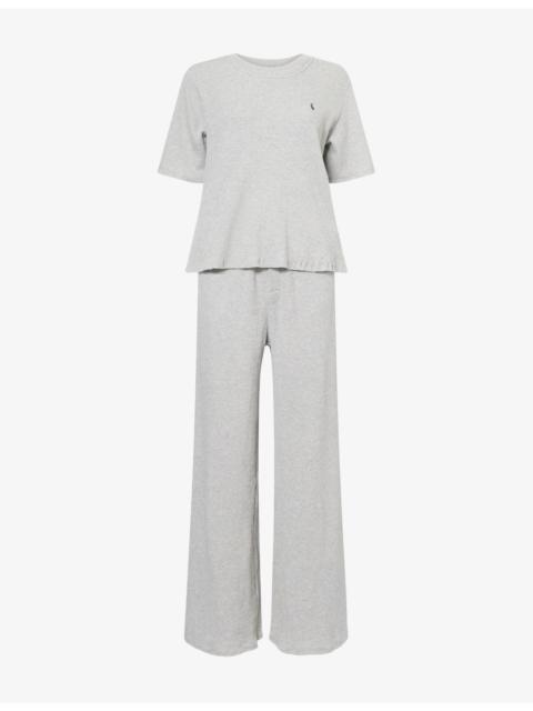 Short-Sleeve Waffle Cotton-Jersey Pyjama Set