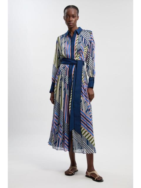 Geo Printed Viscose Georgette Printed Woven Maxi Shirt Dress