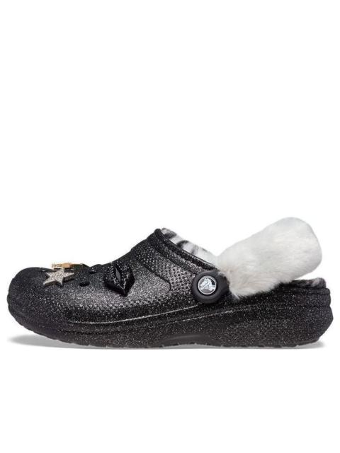 Crocs Disco Classic Lined Disco Glitter Clogs 'Black White' 208075-0ZS