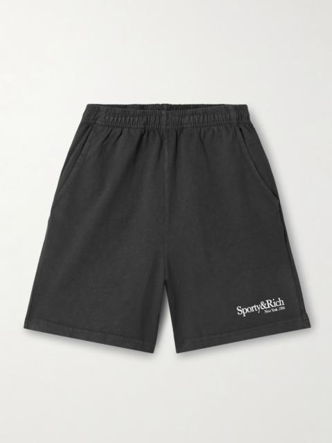 Printed cotton-jersey shorts Black