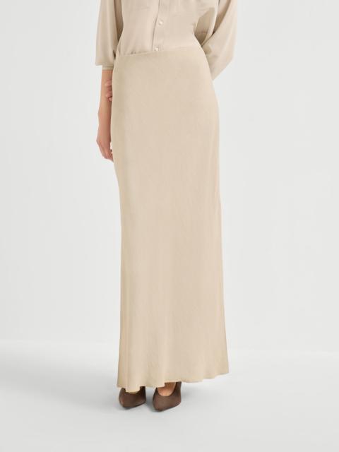 Viscose and linen twill fluid bias-cut skirt