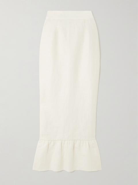 Matilda Ruffled Linen Midi Skirt