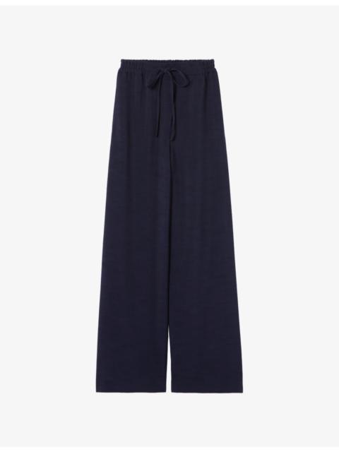 Wide-Leg Drawstring-Waist Lyocell-Blend Trousers