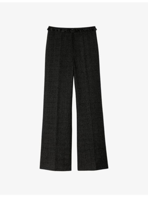 Wide-Leg High-Rise Tweed Trousers