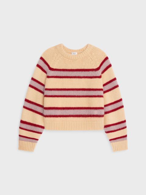 crew neck sweater in striped cashmere and wool
