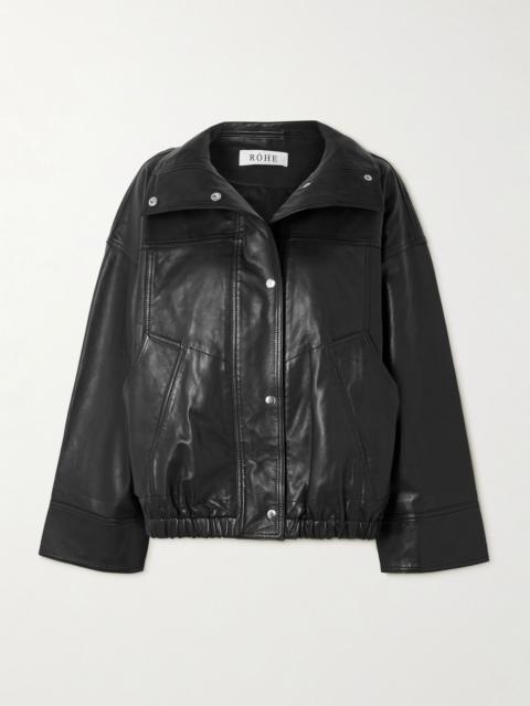 Leather bomber jacket Black