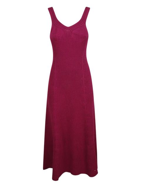 V-neck ribbed-knit dress