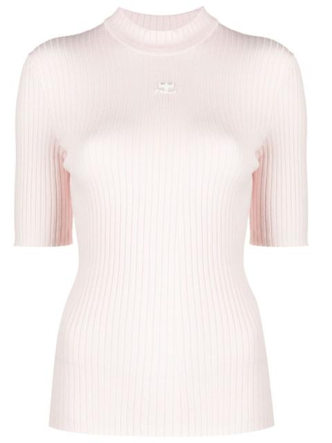 logo-embroidered ribbed sweater