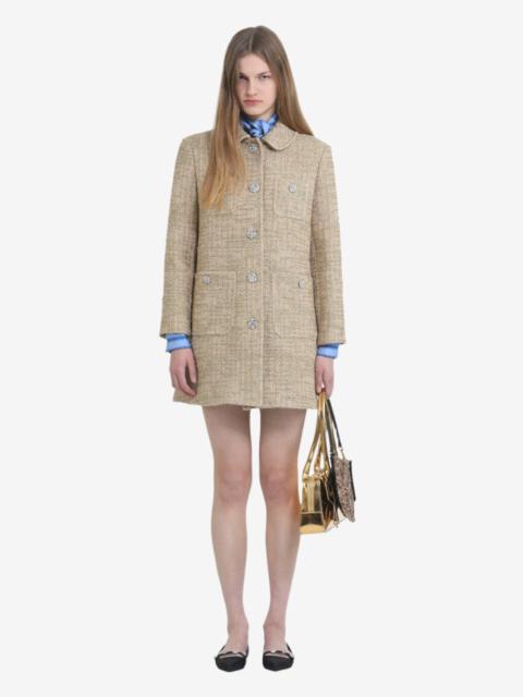 SHORT COAT WITH JEWEL BUTTONS AND ROUNDED COLLAR