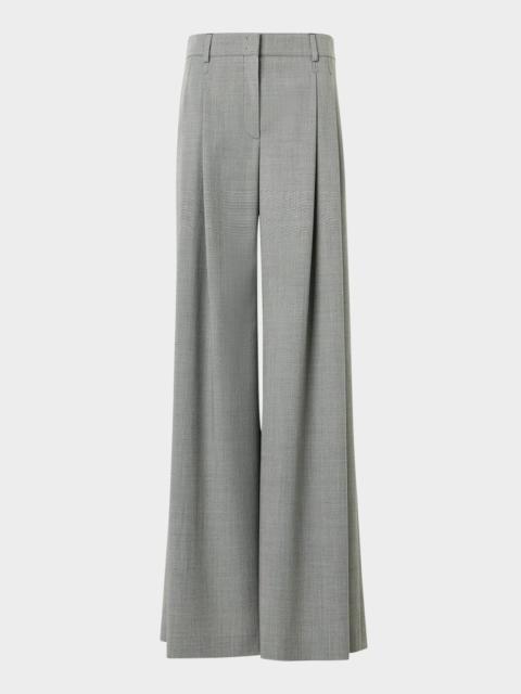 Cassie Pleated Wool Wide-Leg Pants