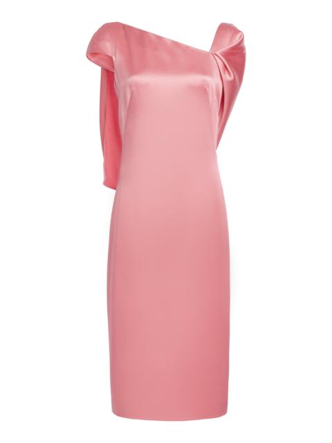 Cape-Detailed Satin Midi Dress pink
