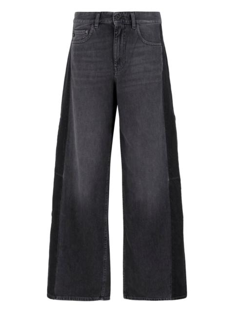 panelled cotton-blend jeans