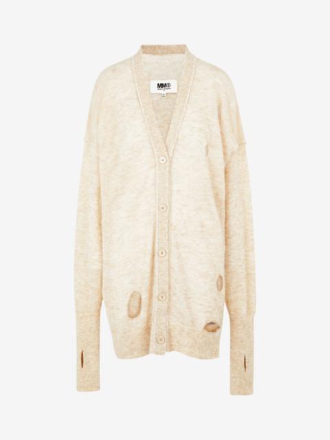 Distressed knit cardigan