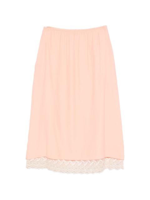 lace-trim midi skirt