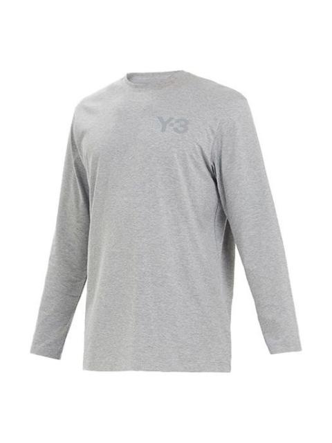 Men's Y-3 Logo Pattern Micro Mark Casual Long Sleeves Round Neck Gray T-Shirt GK4516