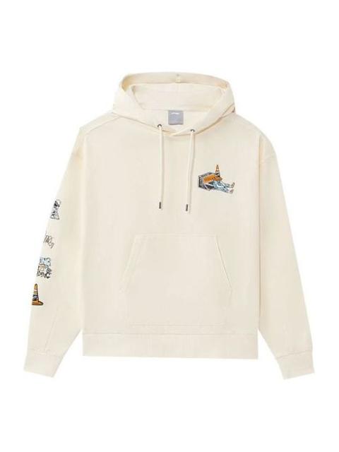 Li-Ning Skateboard Series Funny Pattern Printing Loose Pullover Hoodie 'Creamy White' AWDS177-3